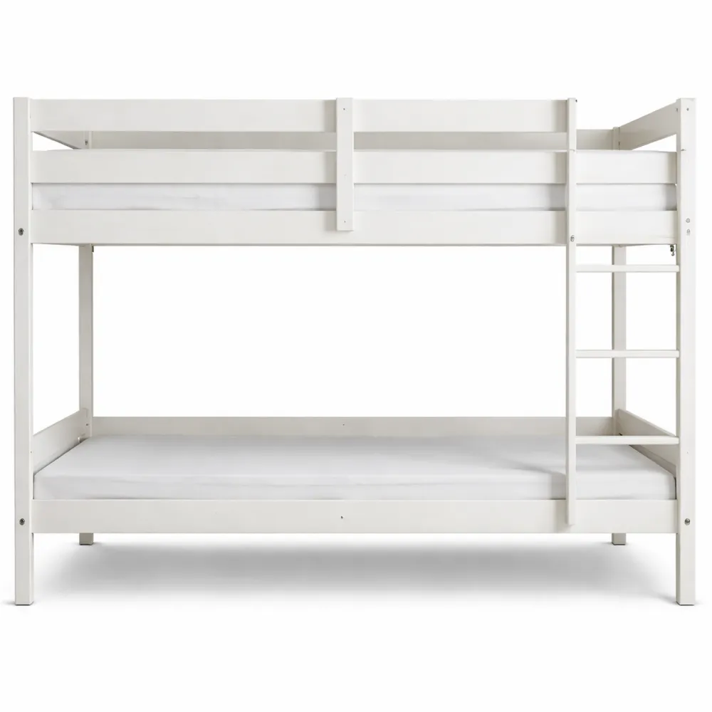 Lit superposé moderne pour enfants 90 x 200 cm, gain de place, bois de pin massif blanc