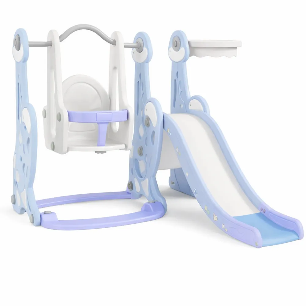 Aire de jeux enfants 4 en 1 avec toboggan et balançoire, idéal pour 1,5 à 4 ans