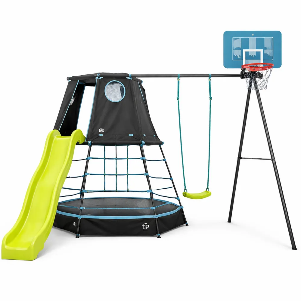 Aire de Jeux Métal pour Enfants avec Toboggan et Balançoire