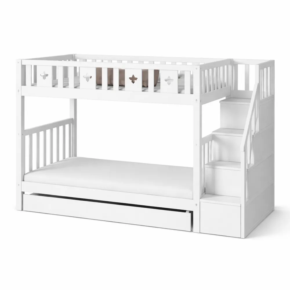 Lit mezzanine ludique enfants avec rangement intégré