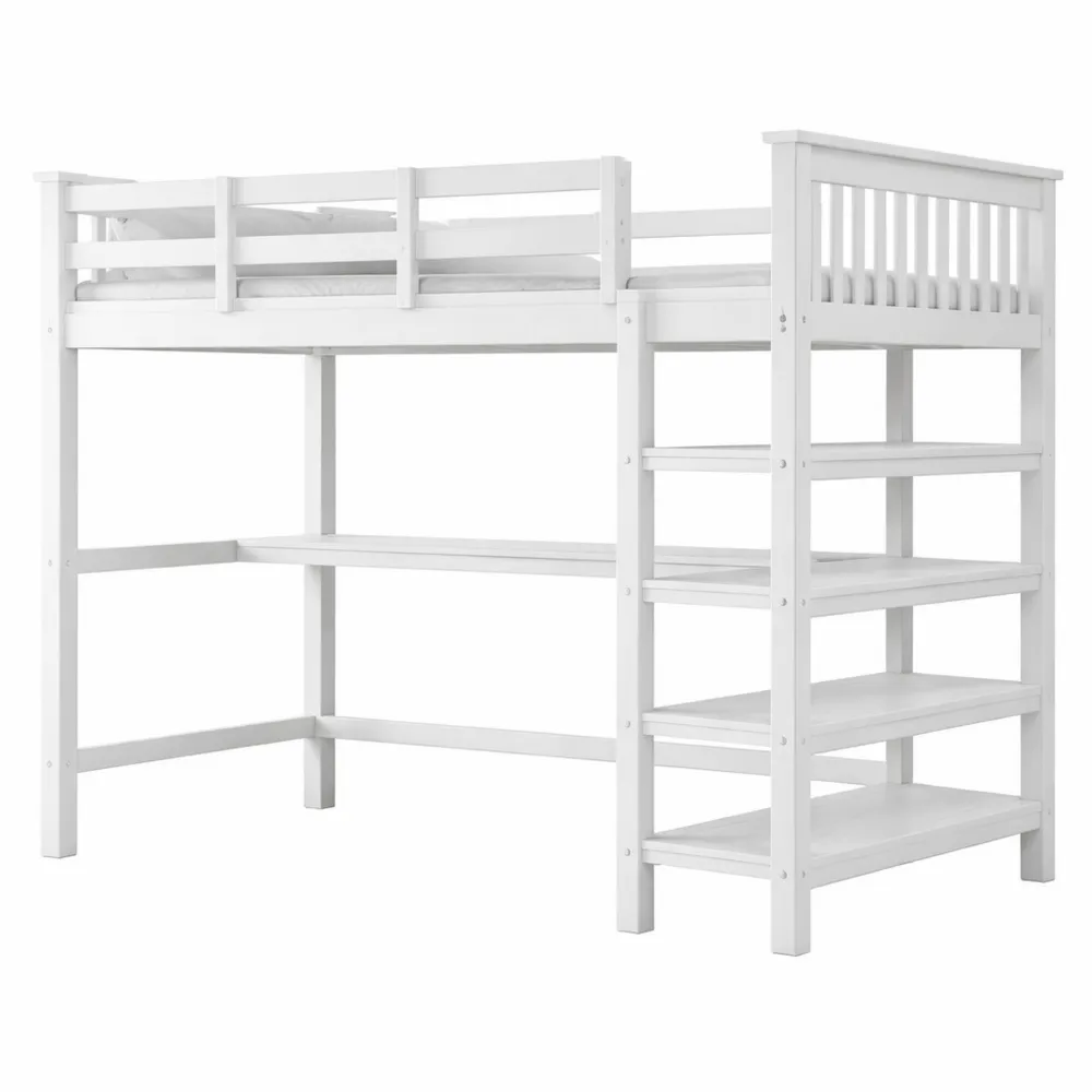 Lit mezzanine enfant avec rangement et bureau intégré, 90 x 200 cm