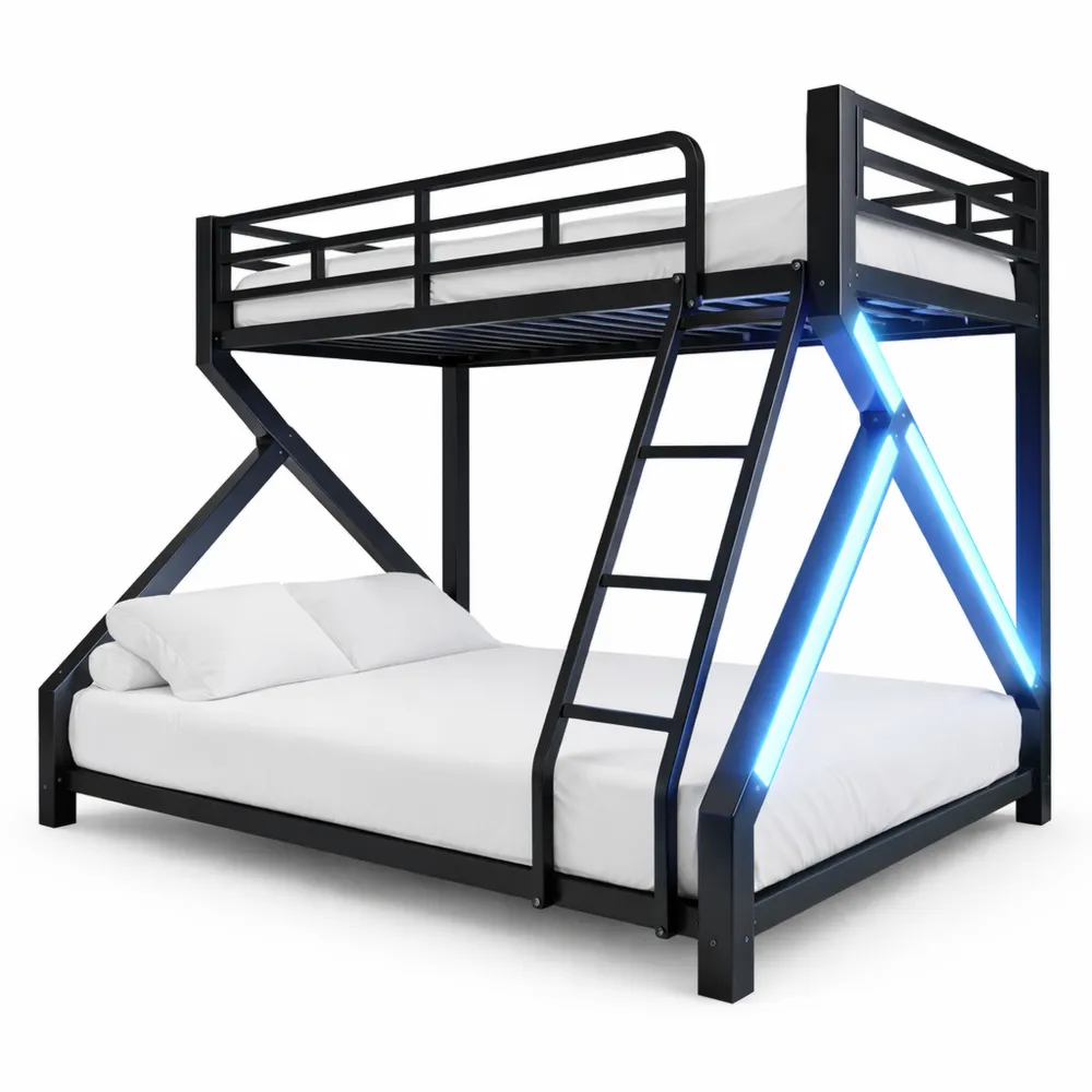 Lit superposé pour enfants avec éclairage LED et échelle de sécurité