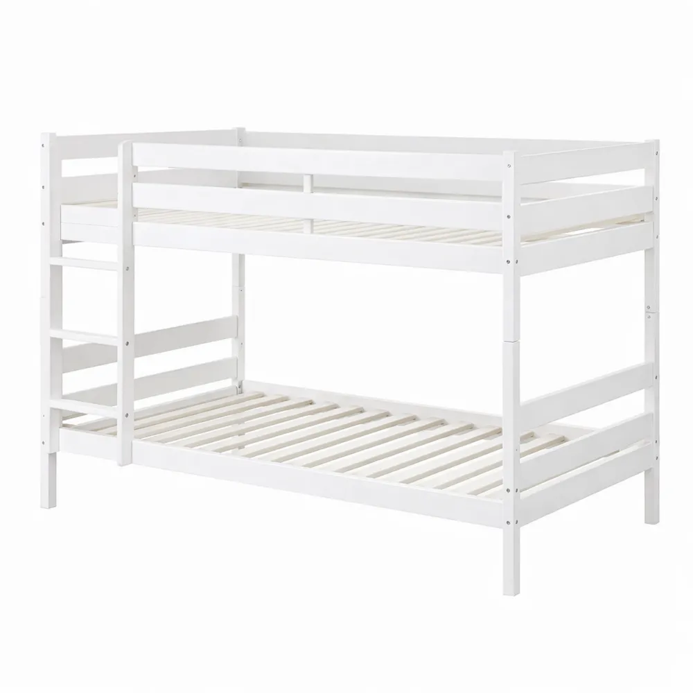 Lit Superposé Enfant en Bois Massif 90x200 Blanc