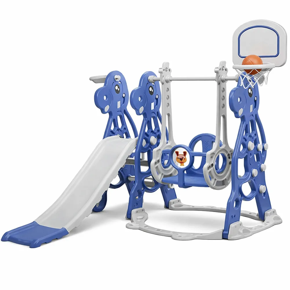 Toboggan polyvalent pour enfants, usage intérieur et extérieur, avec balançoire intégrée