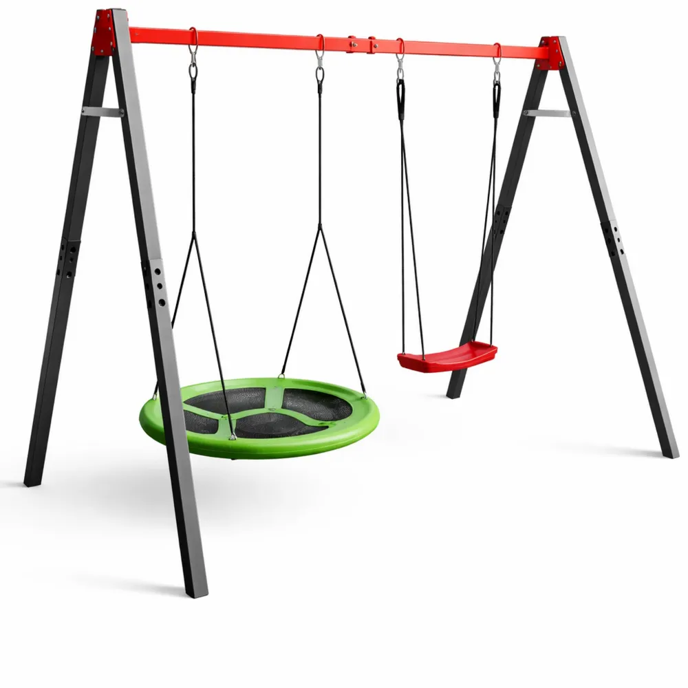 Balançoire double en métal avec siège en nid, charge 150 kg, pour jardin d'enfants