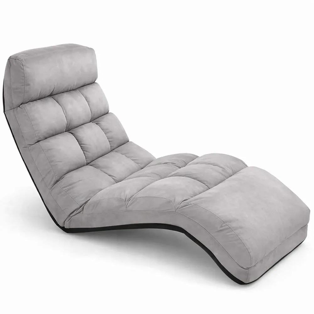 Fauteuil de Sol Réglable en Suède Gris