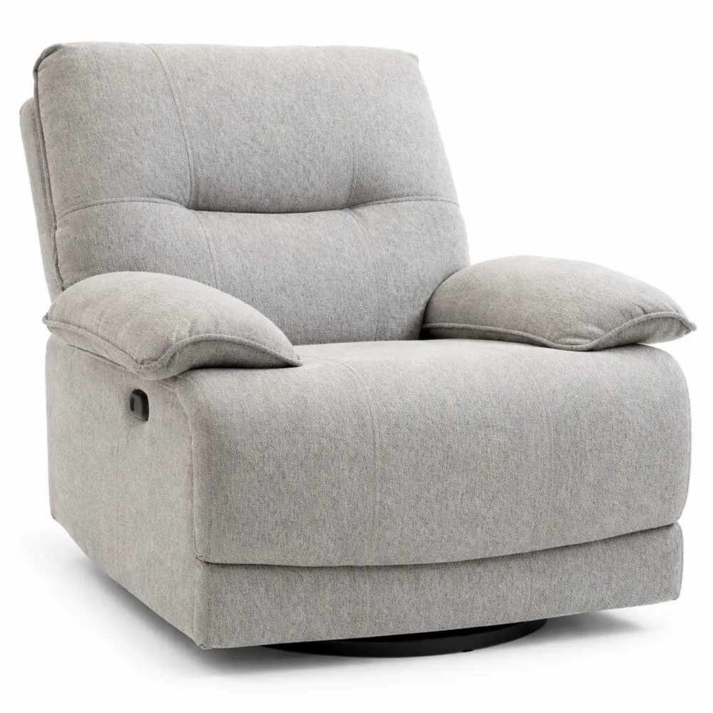 Fauteuil de salon inclinable en tissu gris clair avec repose-pied ajustable