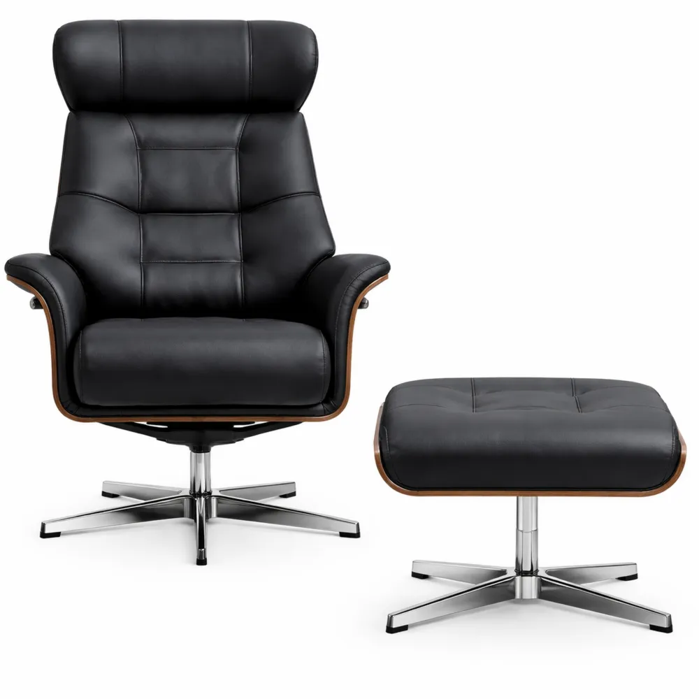 Fauteuil de Détente Inclinable 360° avec Repose-Pied, pour Salon ou Chambre