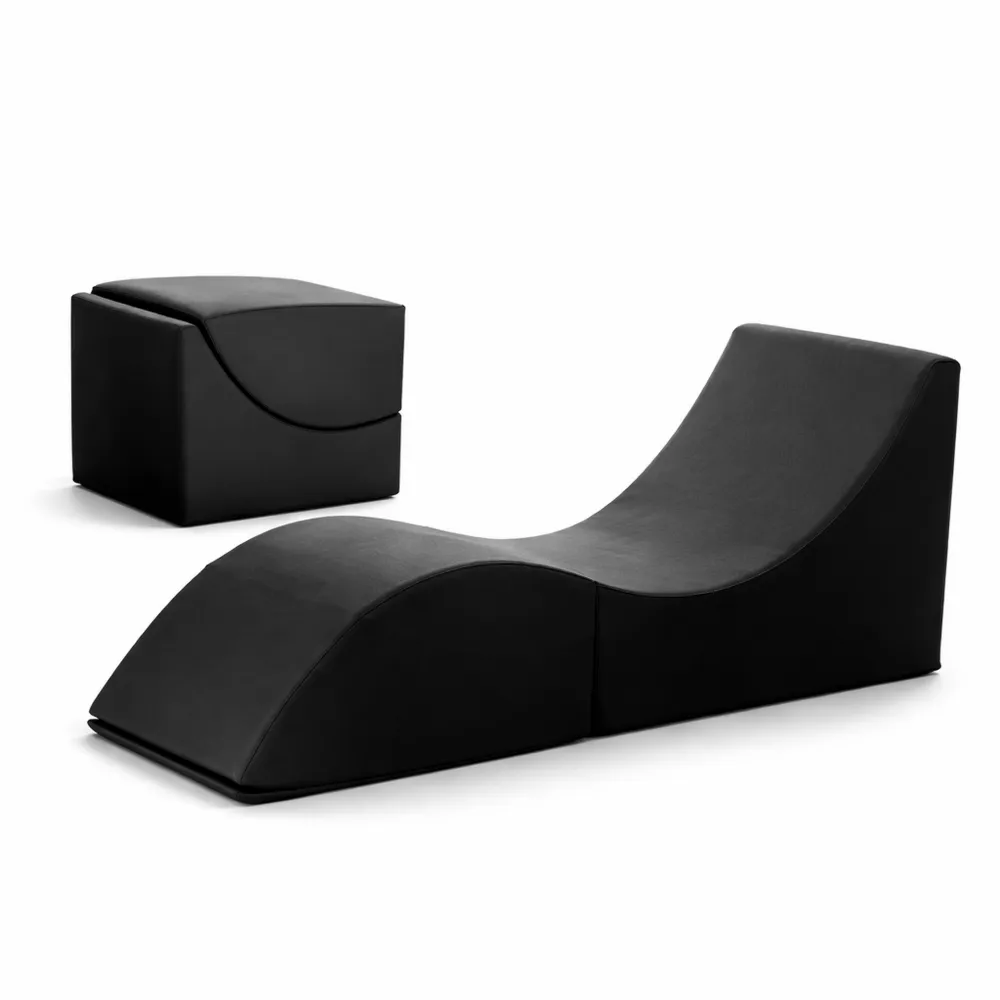 Lit pliable en simili cuir noir, convertible en lit simple