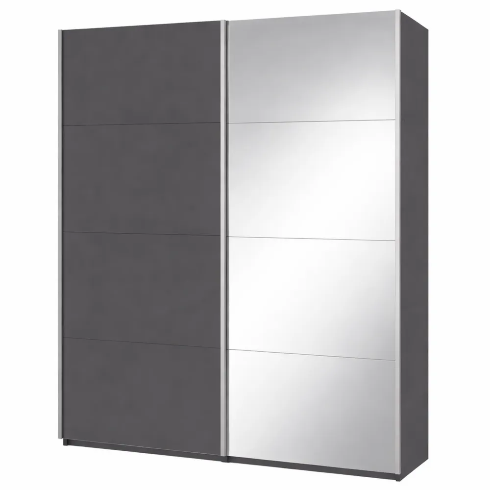 Armoire à portes coulissantes en bois gris métallisé 181x210x62