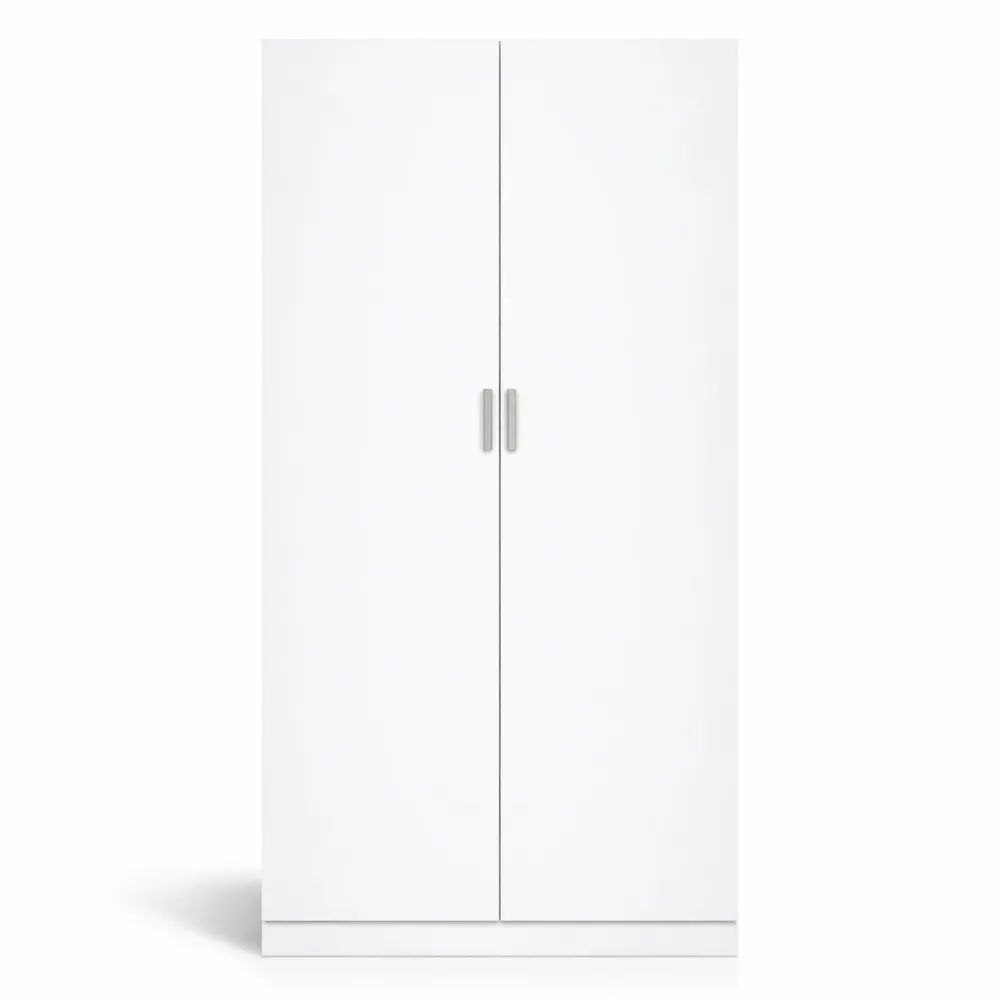 Armoire 2 Portes en Blanc Mat pour Chambre, 81 x 180 x 52 cm
