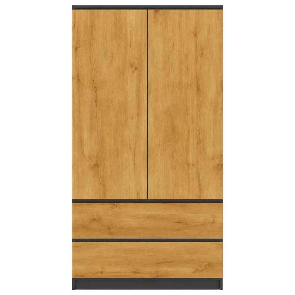 Armoire chambre moderne avec étagères et tiroirs anthracite