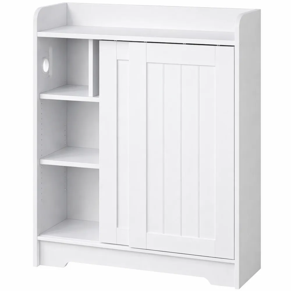 Armoire de salle de bain avec porte coulissante et étagères réglables