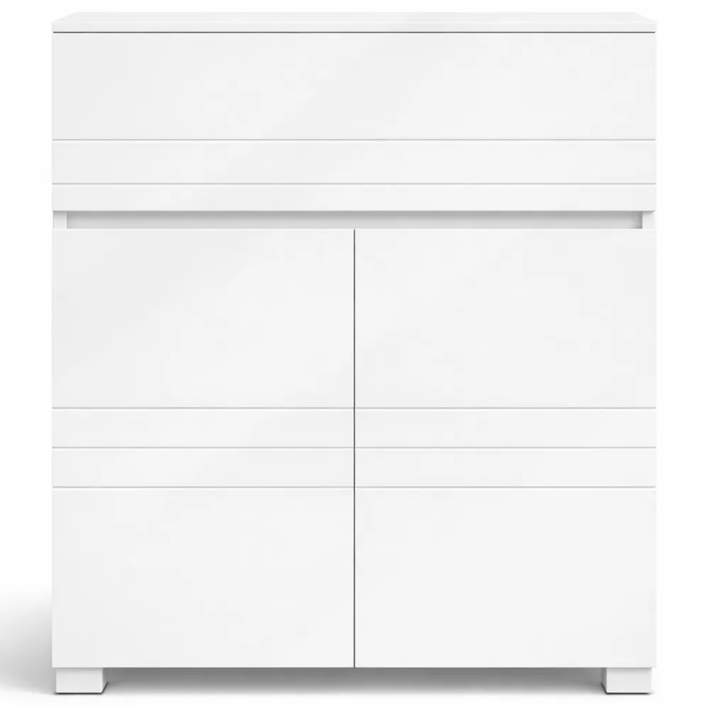 Armoire de Rangement pour Salle de Bain avec Tiroir et Étagère Réglable, Double Porte, 60 x 30 x 80 cm, Blanc