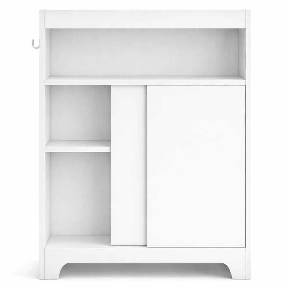 Armoire de salle de bain avec étagère réglable et portes coulissantes, blanc