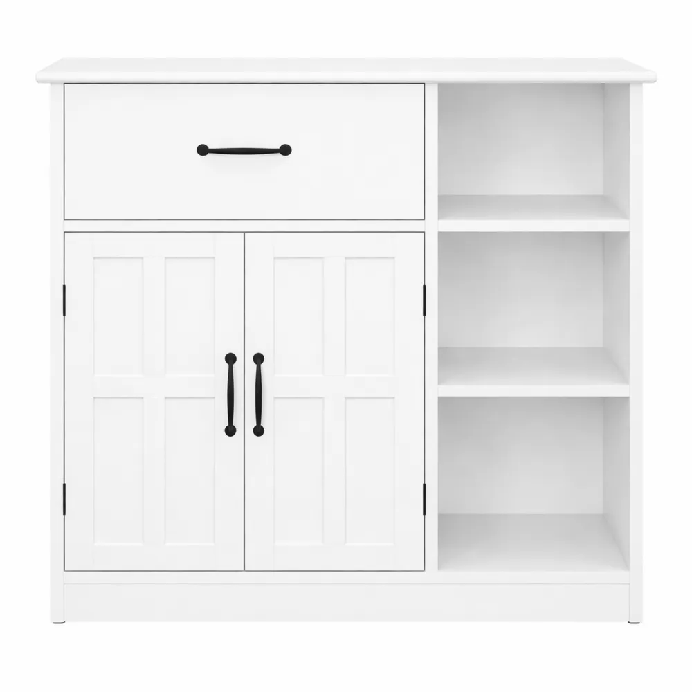 Armoire de Salle de Bain avec Rangement Ouvert et Tiroir, 80x34x81cm, Blanc