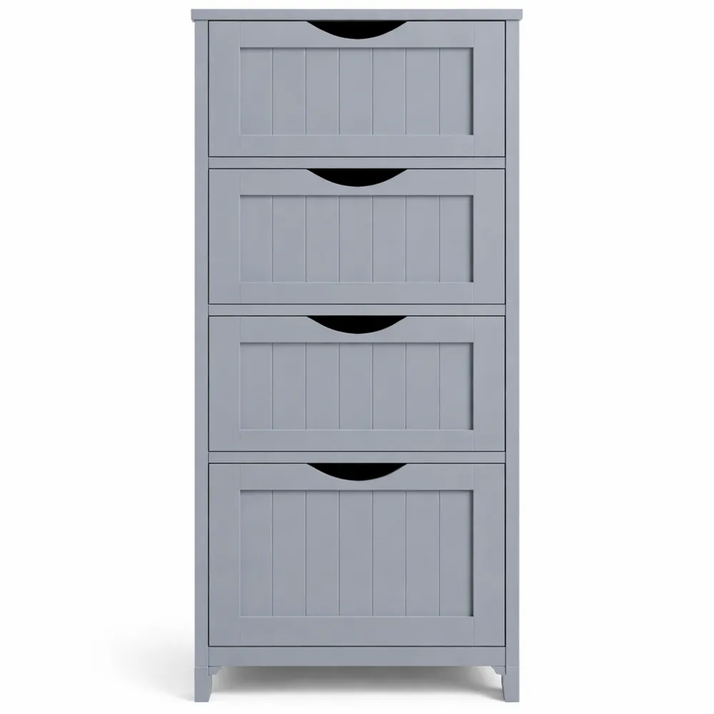 Armoire de Rangement Salle de Bain 4 Tiroirs Gris Moderne