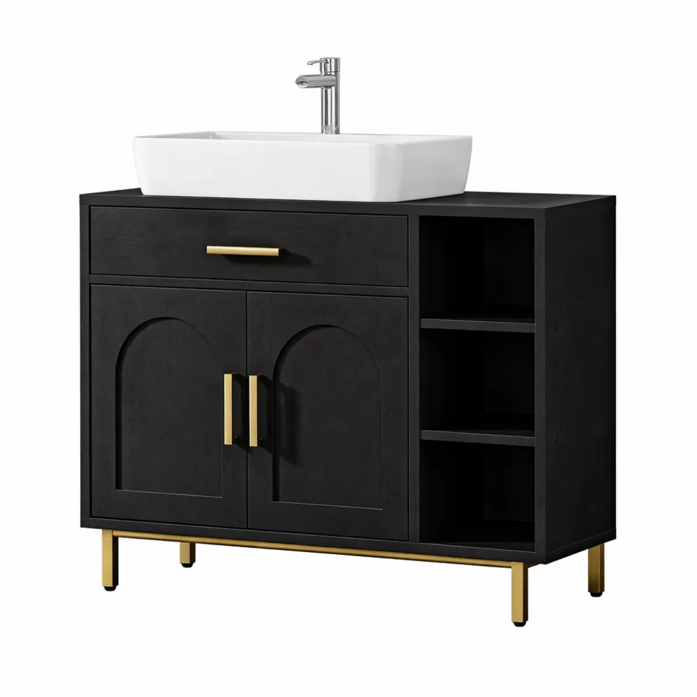 Meuble salle de bain avec tiroir et compartiments réglables