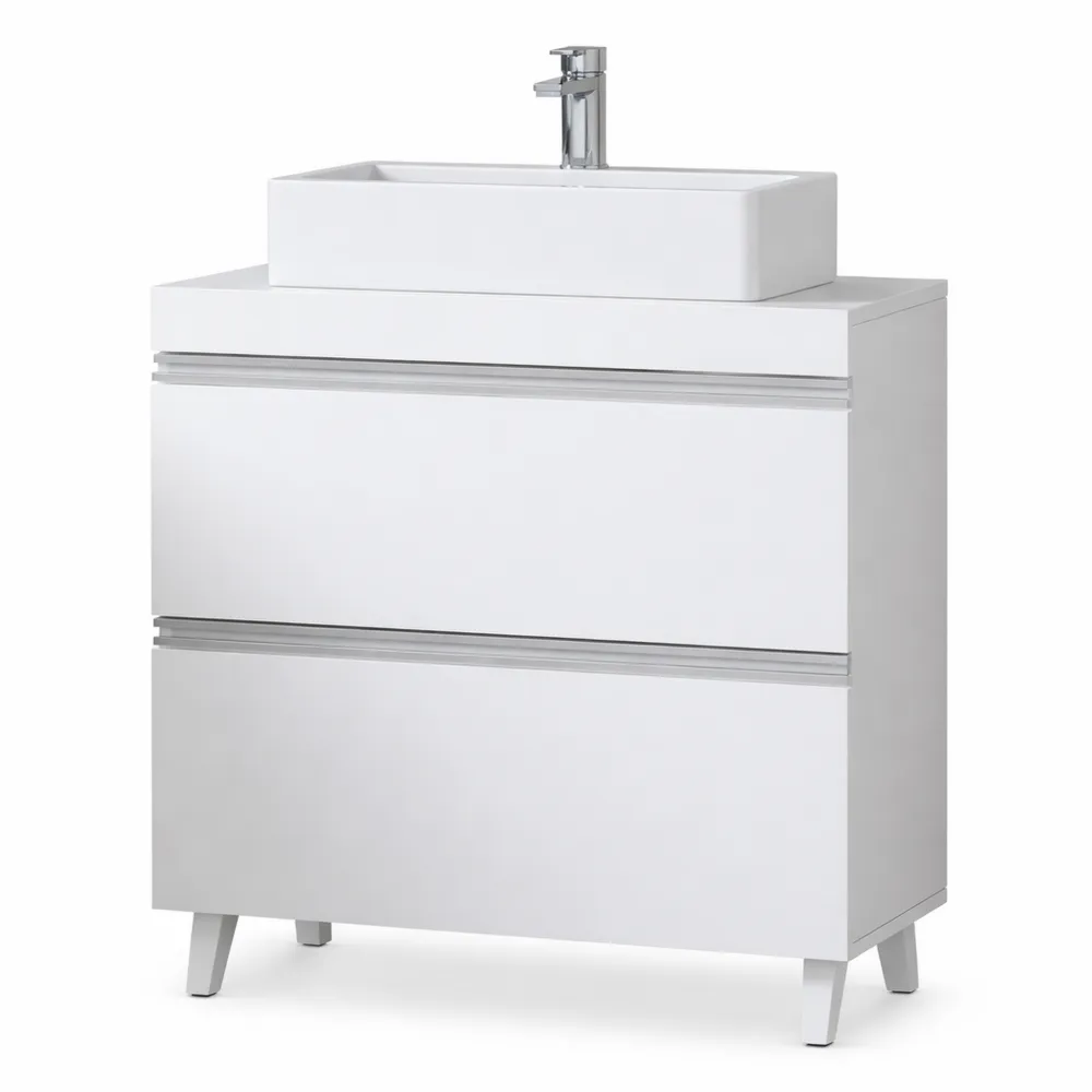 Armoire Salle de Bain avec Tiroirs, Grande Capacité de Rangement, 30 x 60 x 64 cm, Blanc