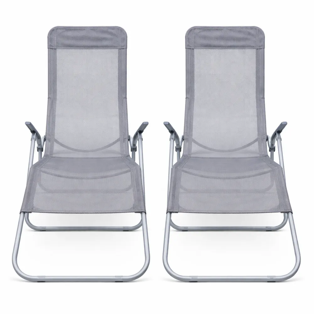 Ensemble de 2 chaises longues pliantes réglables