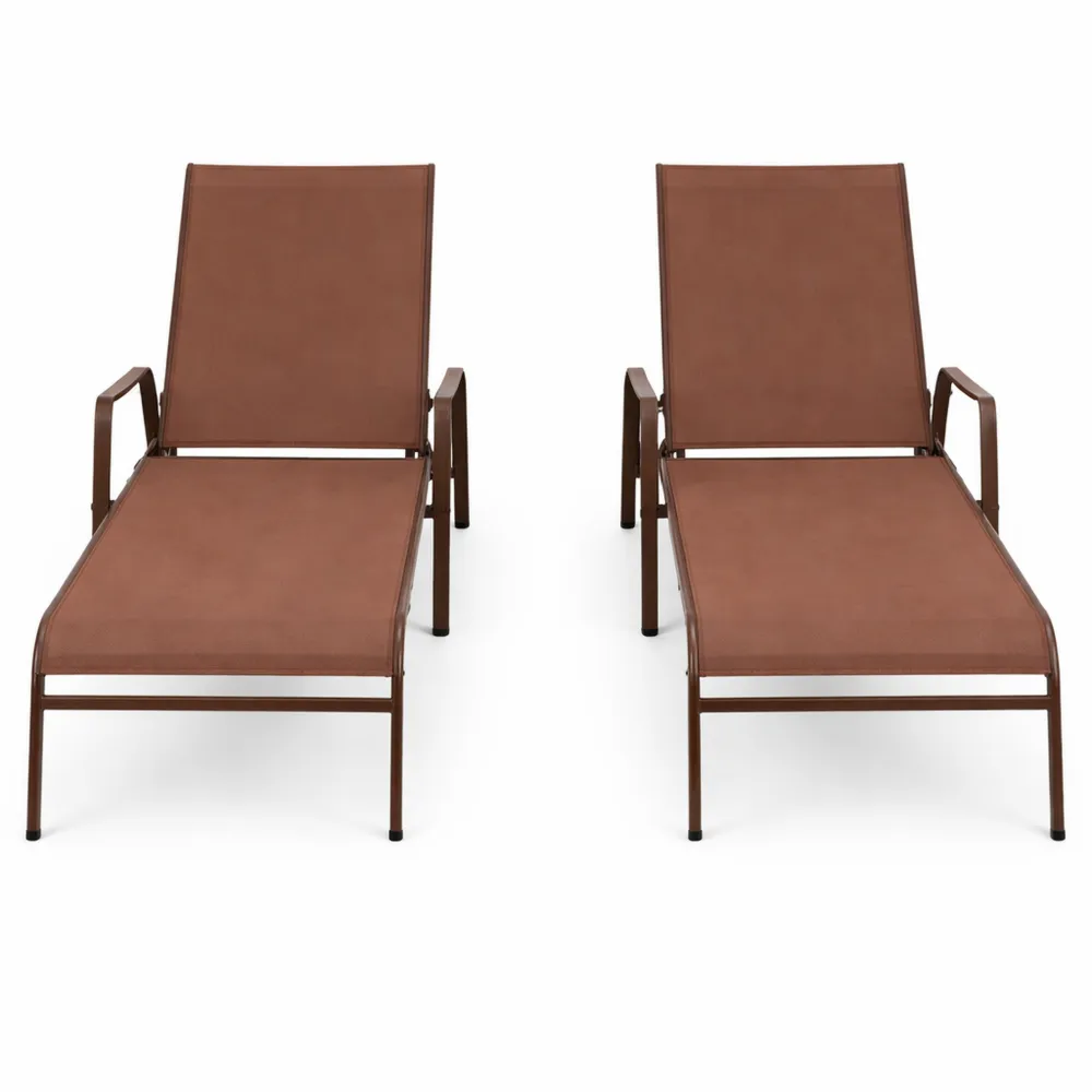 Paire de chaises longues avec dossiers réglables et tissu respirant