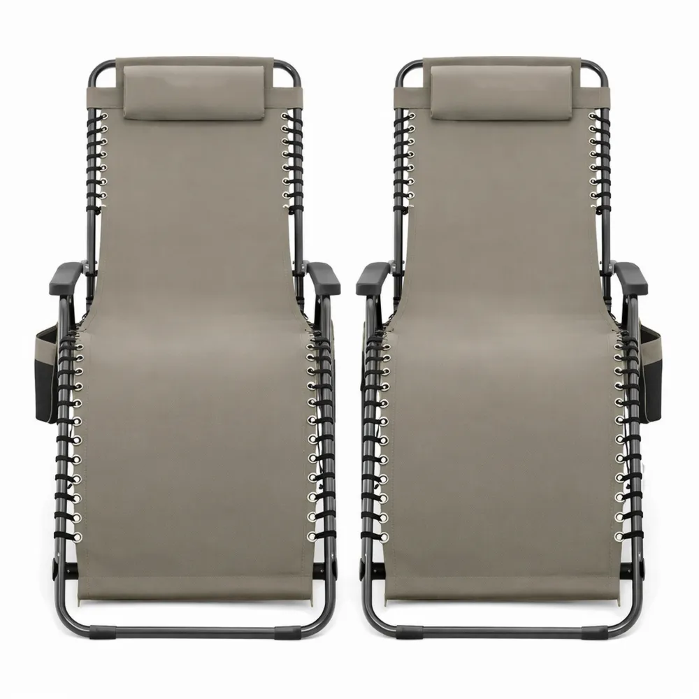 Chaise Longue Pliable avec Oreiller et Rangement