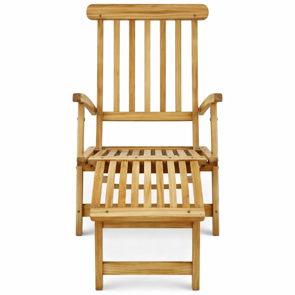 Chaise Longue de Jardin Pliable et Réglable en Bois de Teck