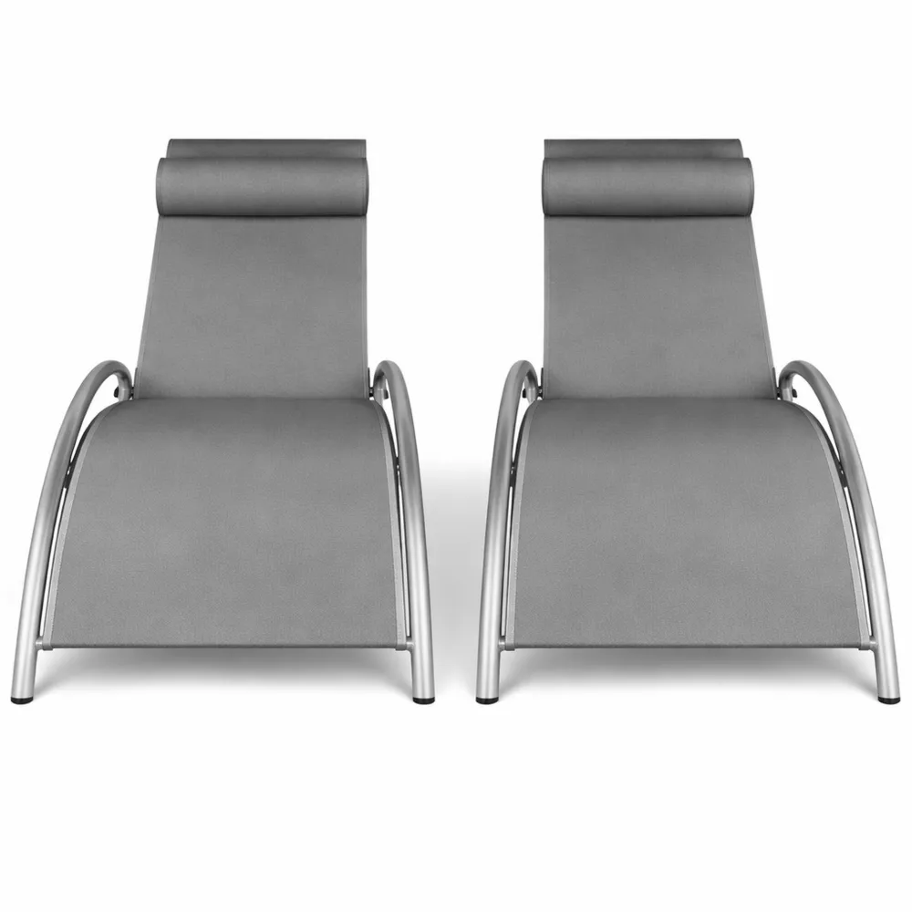 Lot de 2 bains de soleil inclinables avec coussin