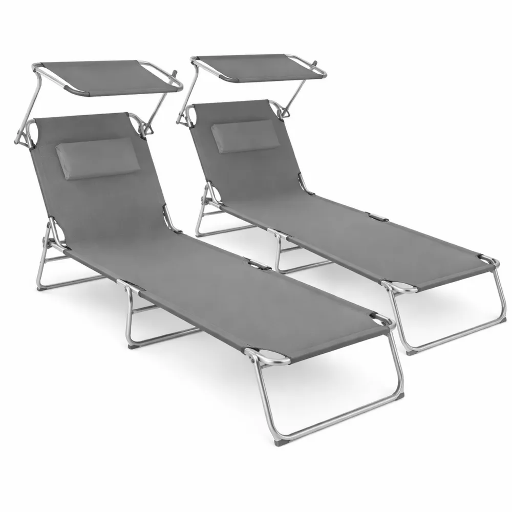 Chaises Longues Inclinables avec Protection Solaire