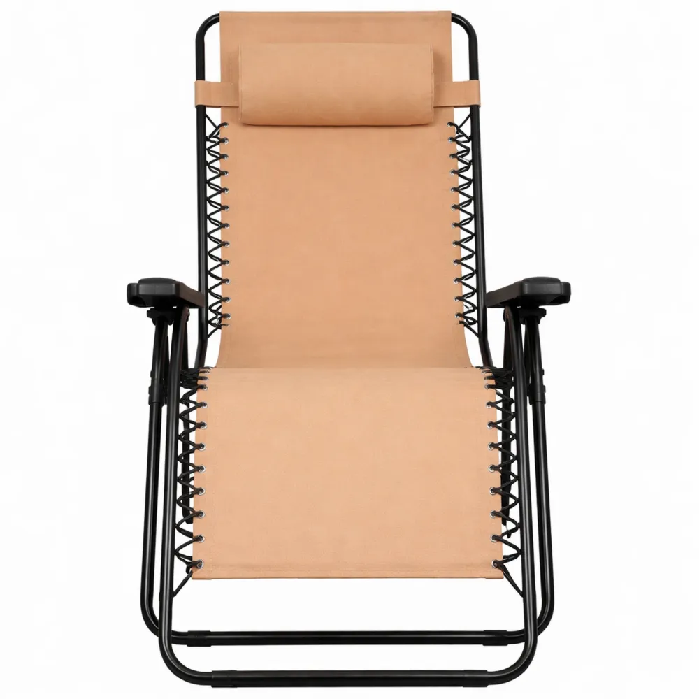 Chaise de camping pliante avec inclinaison réglable, Beige