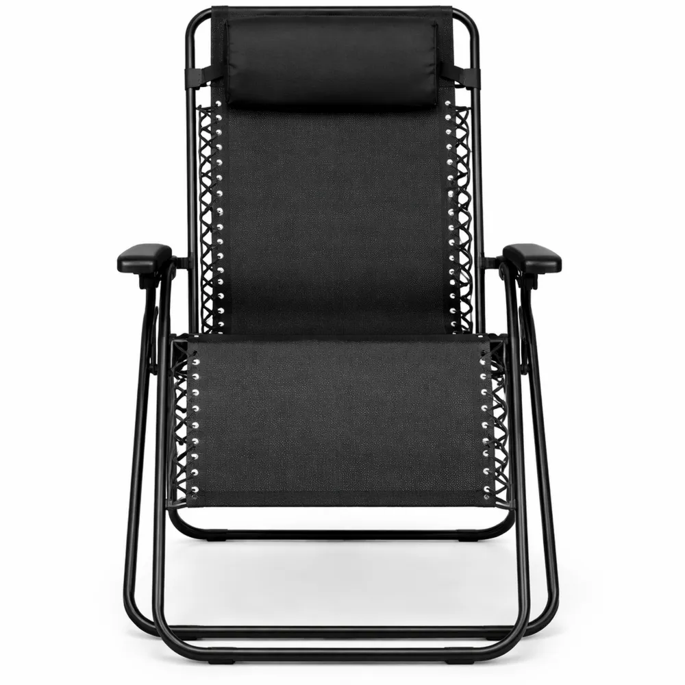 Chaise de jardin pliante ergonomique, couleur noire