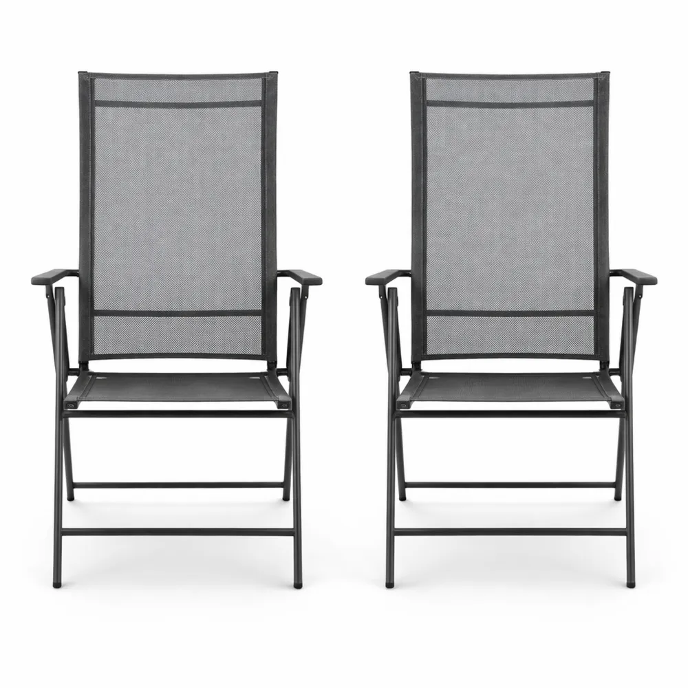 Chaises de Jardin Pliables avec Accoudoirs et Dossier Inclinable