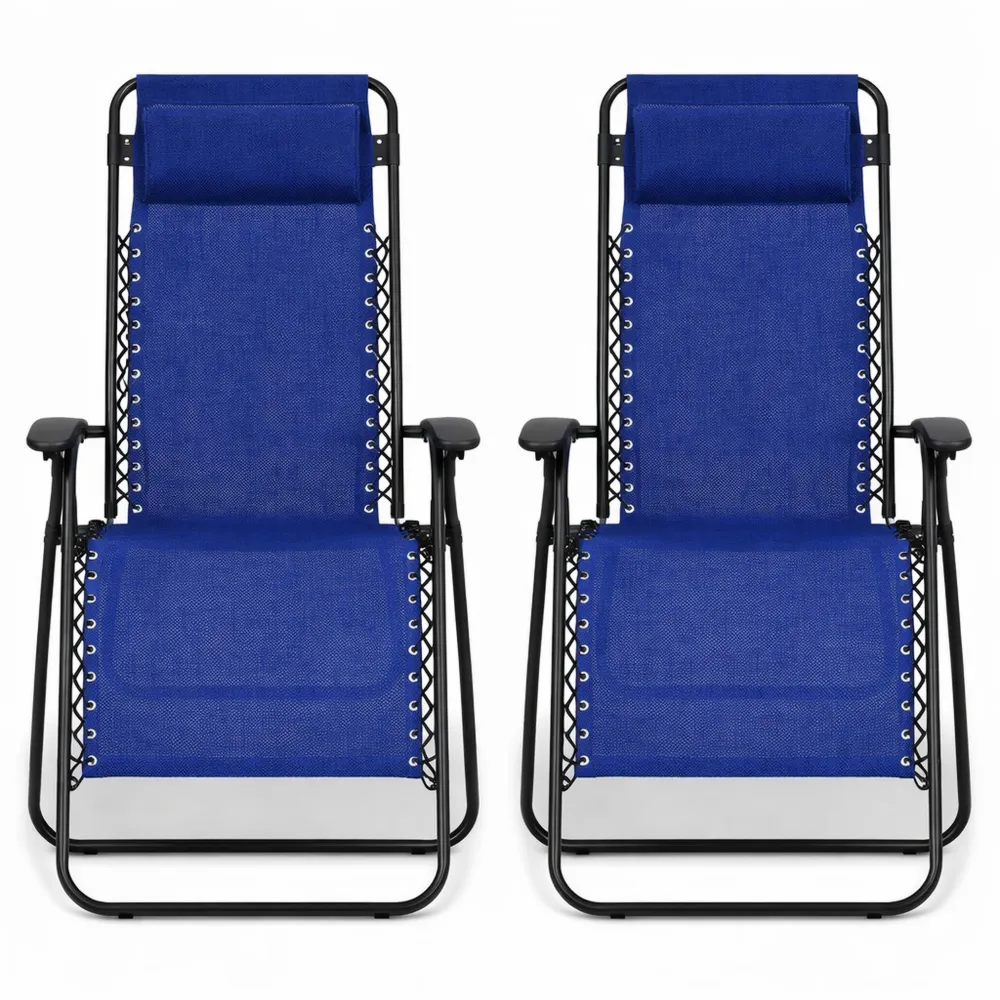 Lot de 2 chaises de détente pliantes avec accessoires extérieurs