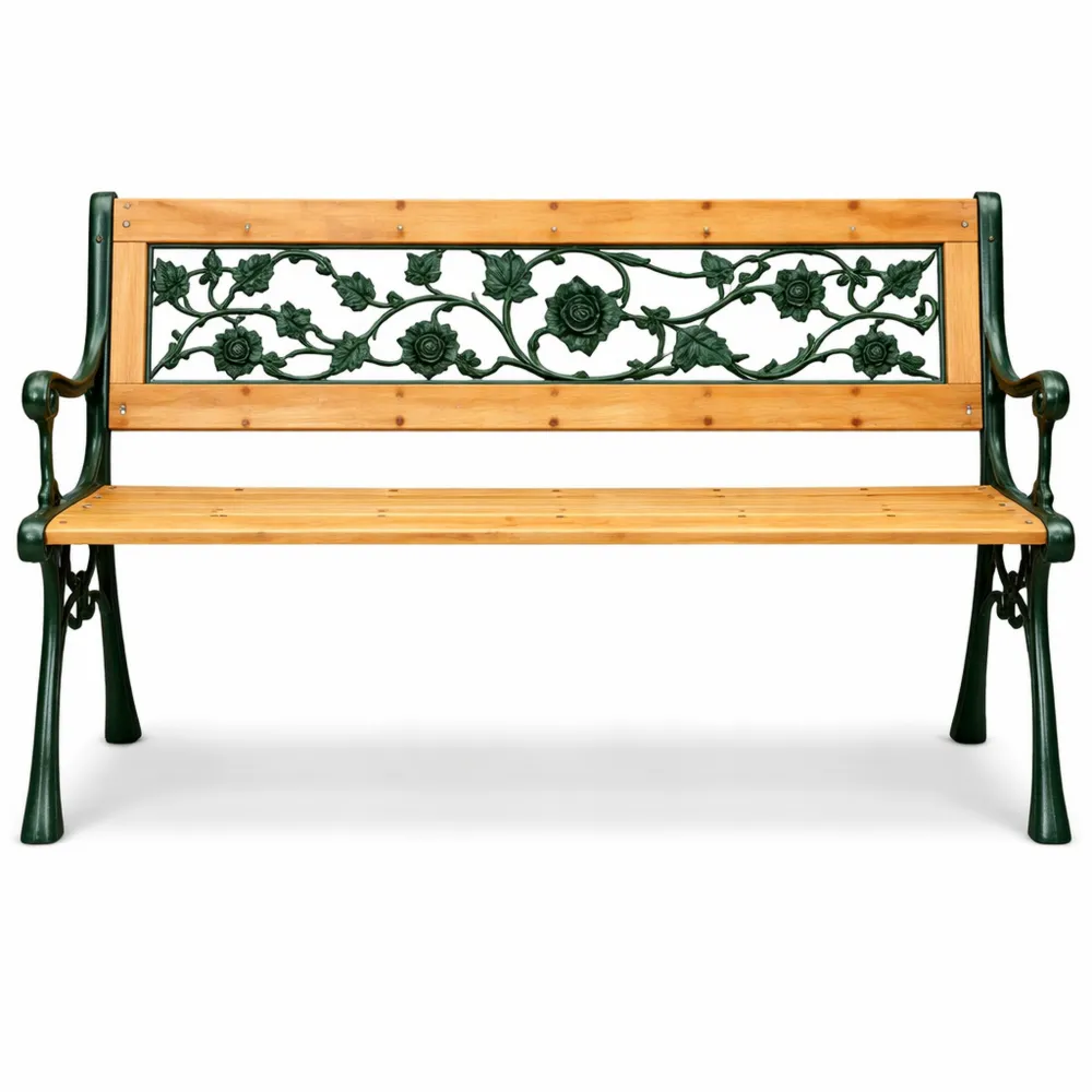 Banc de Jardin en Bois pour 2 Personnes avec Accoudoirs et Dossier