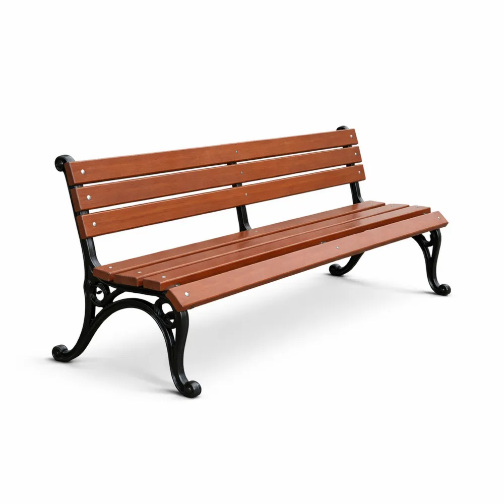 Banc d'extérieur en métal et bois pour jardin, résistant aux intempéries