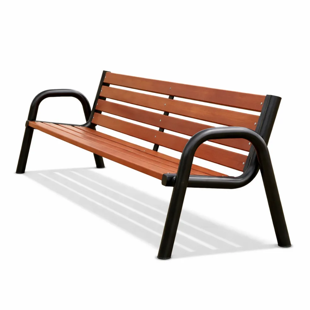 Banc de jardin en métal et bois résistant aux intempéries