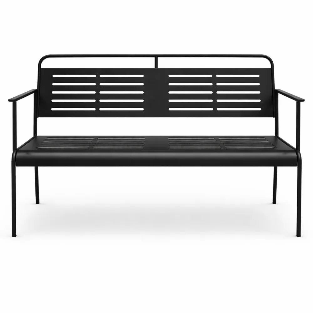 Banc de jardin deux places imperméable avec dossier et accoudoirs