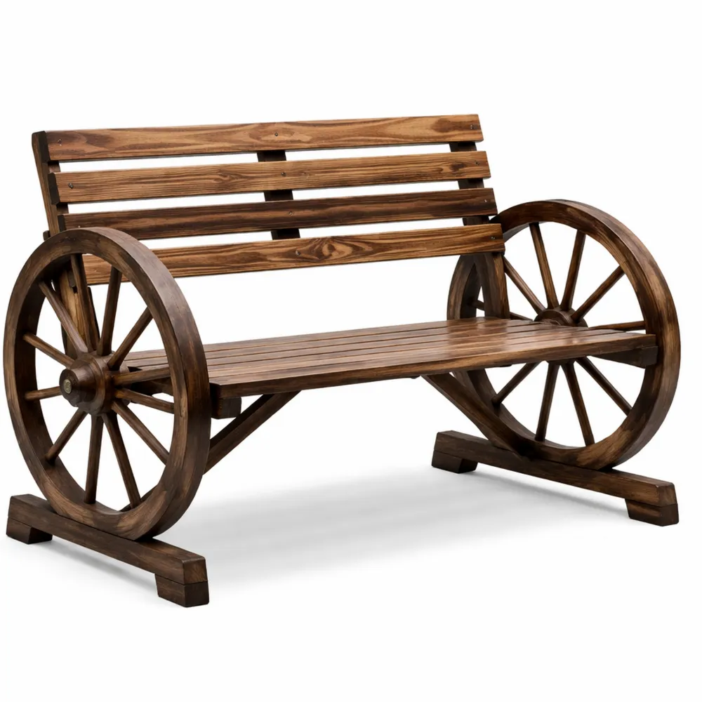 Banc de jardin en bois avec accoudoirs style campagnard