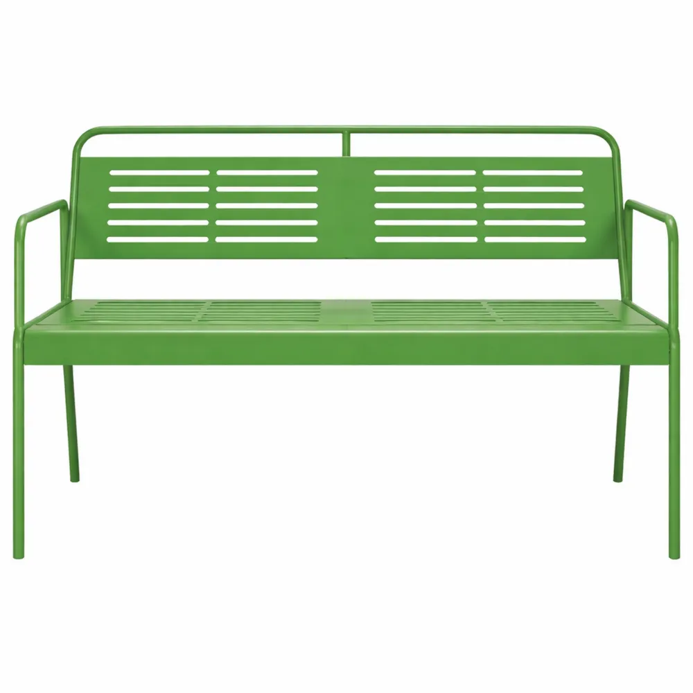 Banc de jardin extérieur en acier 2 places avec accoudoirs
