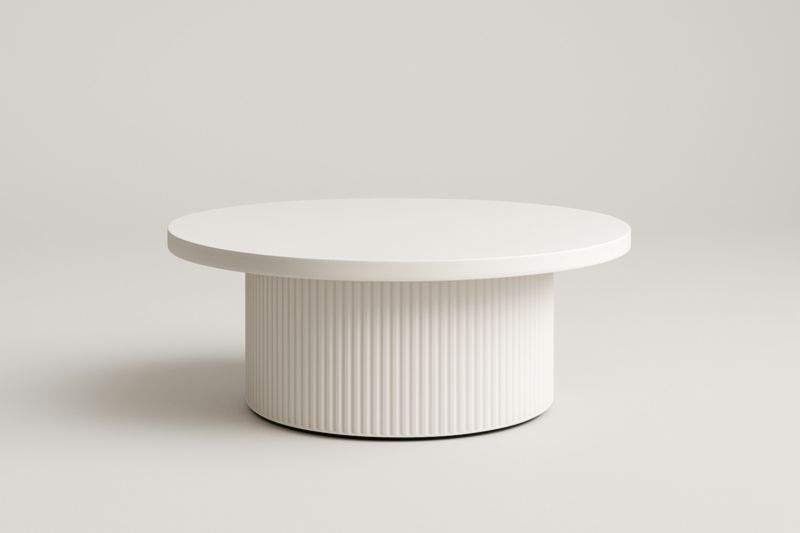 Table Basse Ronde en Bois Blanc Ø90cm