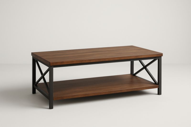 Table basse rectangulaire bois et métal 110 cm x 60 cm x 45 cm