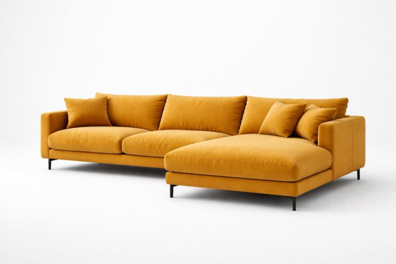 Canapé d'angle en tissu polyester Moutarde