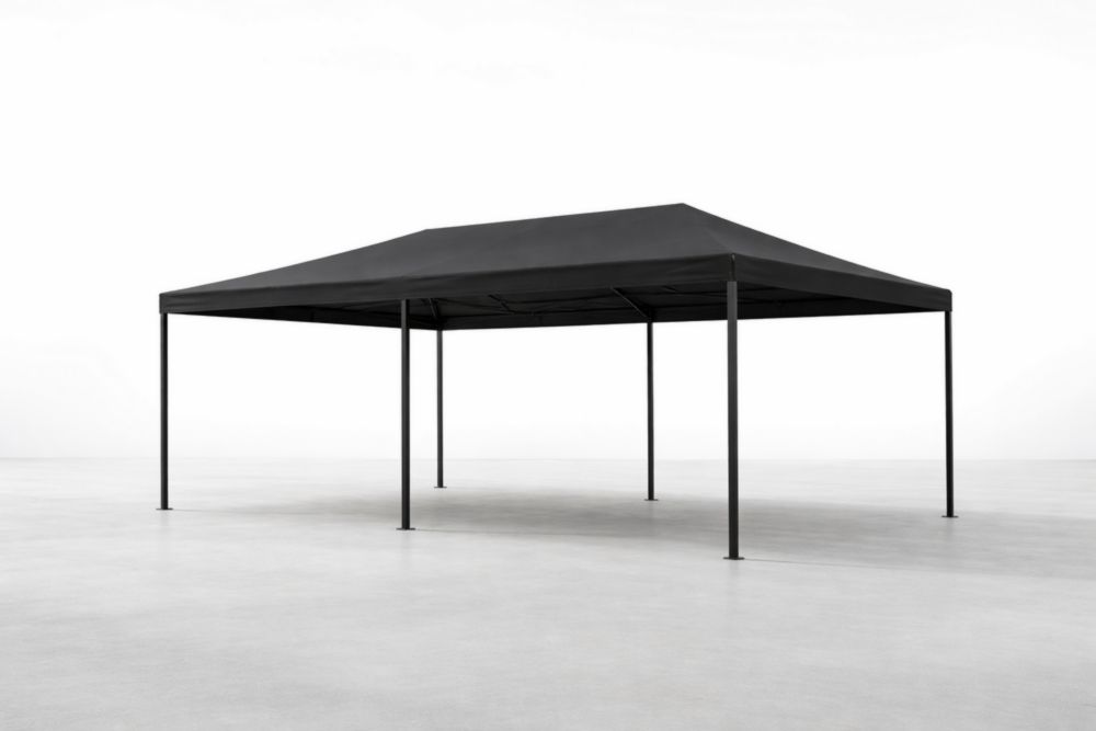 Gazebo rectangulaire Aluminium Noir Toit en Polyester