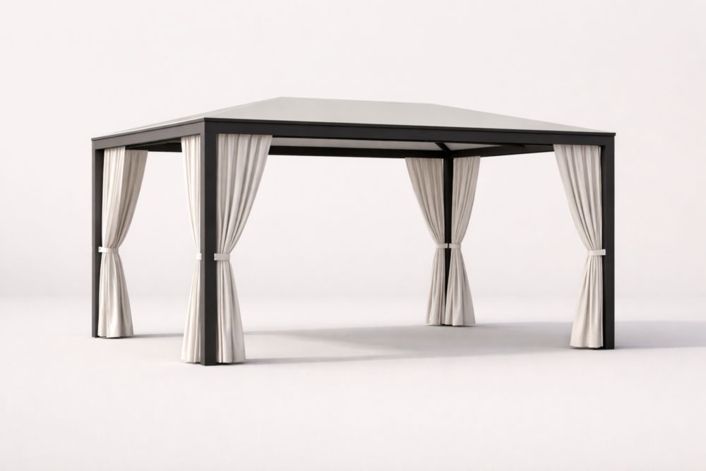 Tonnelle de jardin aluminium et polyester Gris et Blanc