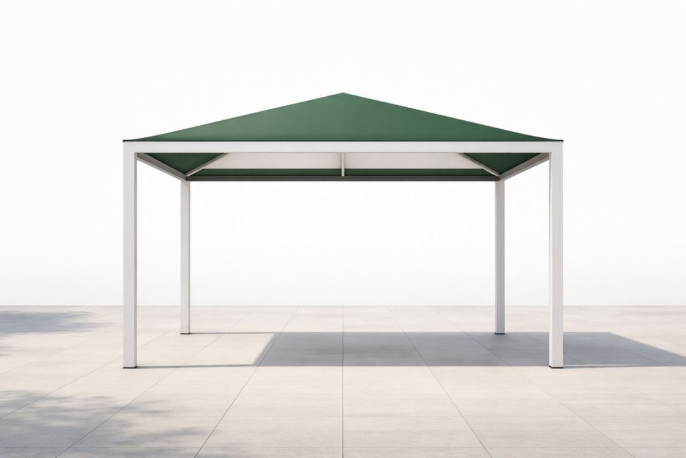Tonnelle de jardin carrée en aluminium avec toit en polyester vert