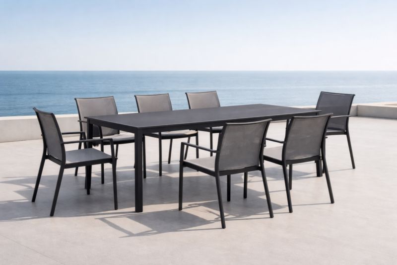 Ensemble Table et Chaises de Jardin Aluminium Noir
