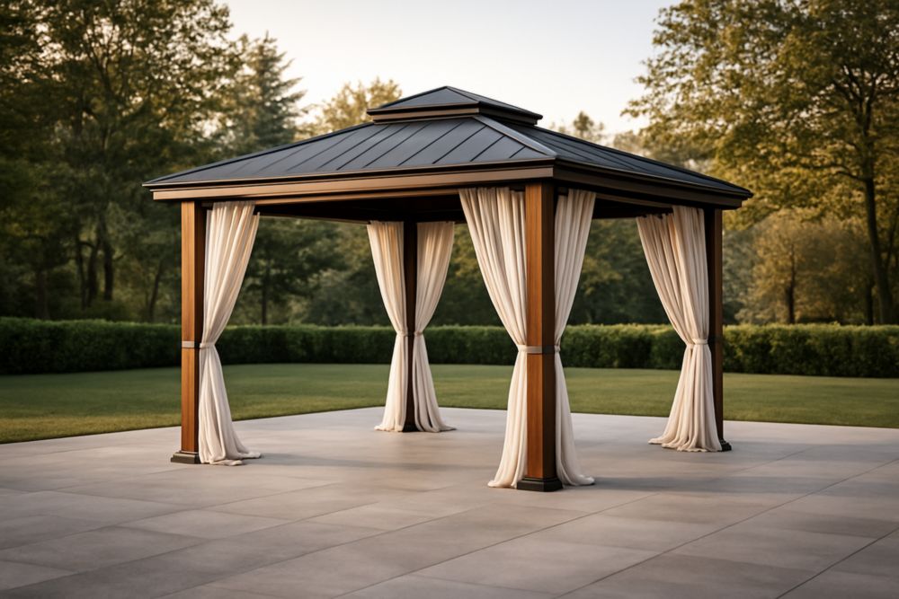 Pavillon Extérieur Aluminium Acier Polyester 400x400 cm