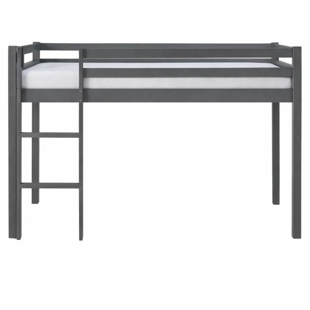 Lit Enfant Mezzanine en Bois Gris 90x200 cm-Woodbrookx