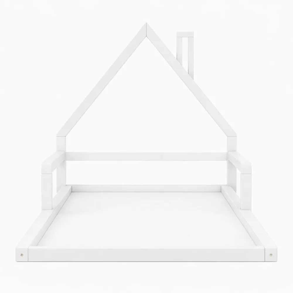 Lit enfant 90x200 cm avec sommier en bois, cadre maison-Woodbrookx