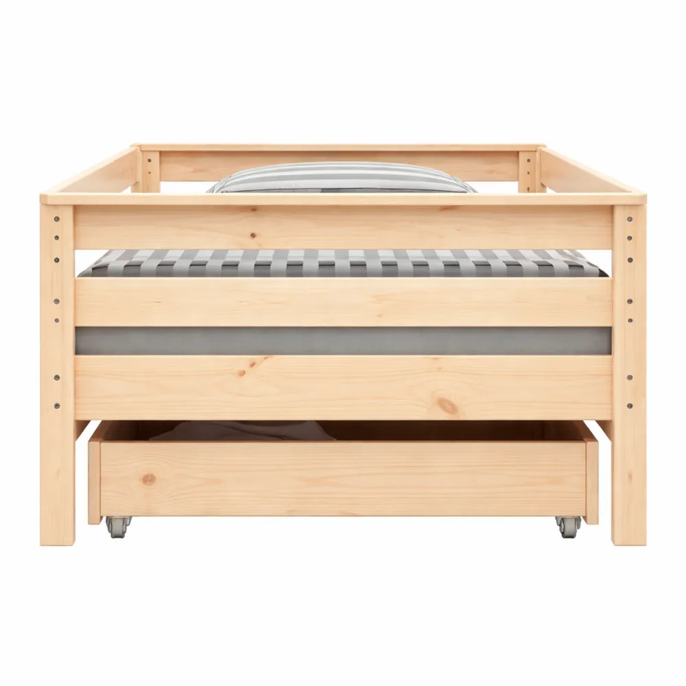 Lit Enfant en Bois Massif avec Rangement Tiroirs-Woodbrookx